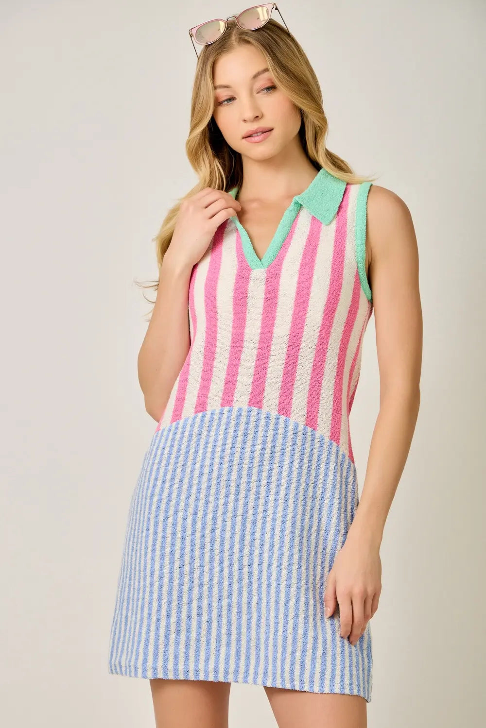 TERRY CLOTH STRIPE DRESS