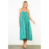 THIN STRAP PATTERN MIDI DRESS