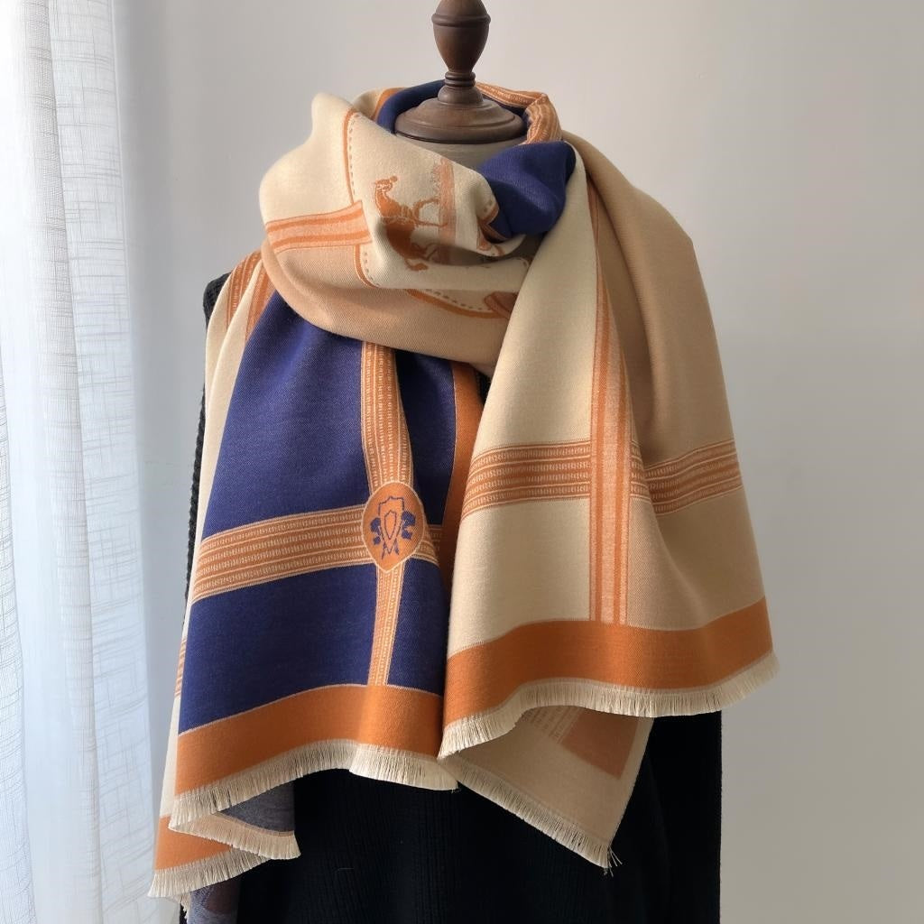 EQUESTRIAN REVERSIBLE WRAP BLUE PEACH PRANCE