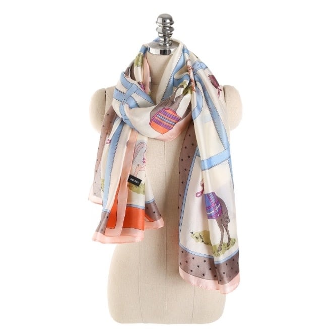 EQUESTRIAN BLUE/PINK/ORANGE MARE POLY SCARF