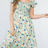POLKA DOT SMOCKED MIDI DRESS