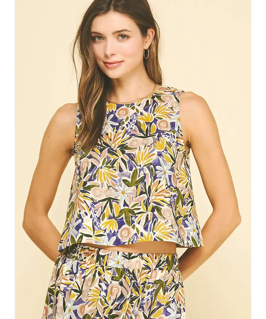 FLORAL PRINT SLEEVELESS TOP