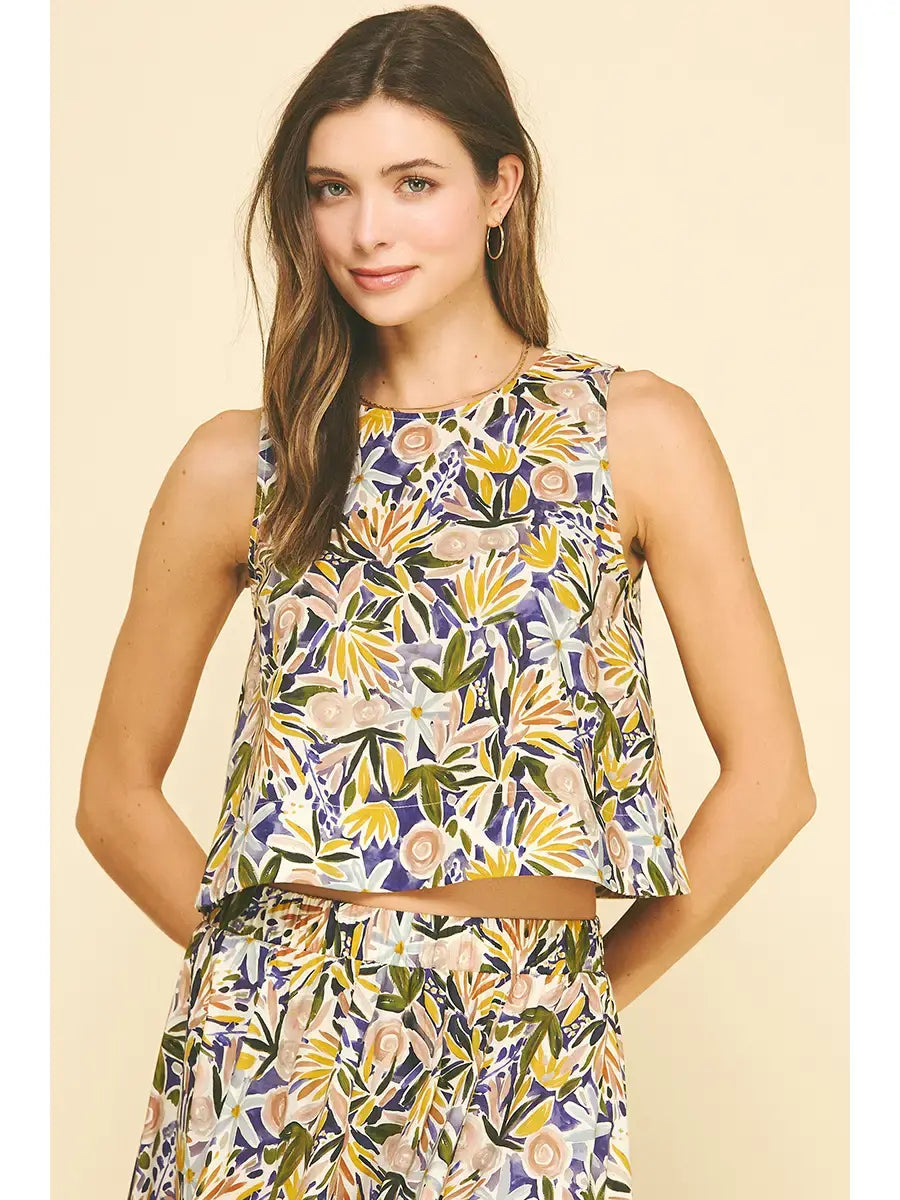 FLORAL PRINT SLEEVELESS TOP