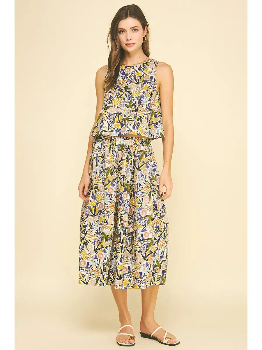 FLORAL PRINT SLEEVELESS TOP