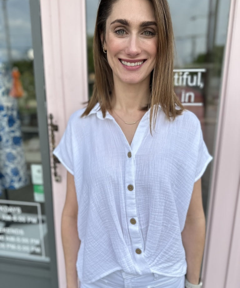 ALI FRONT KNOT GAUZE TOP