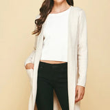 HOODED OPEN KNIT CARDIGAN