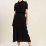 SSLV WOVEN LACE MIDI DRESS
