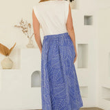 PALM EMB. ELASTIC WAIST SKIRT