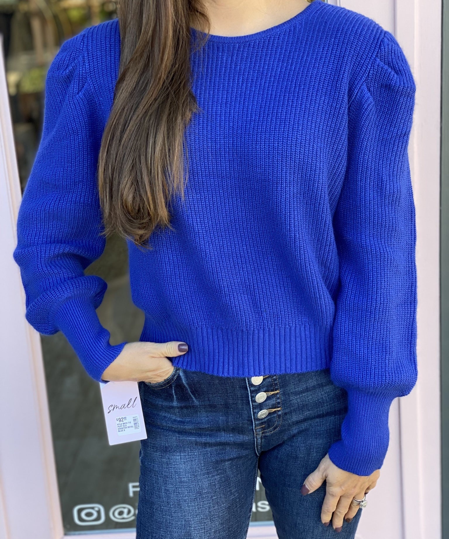 KYLA BACK TIE PUFF SLV SWEATER