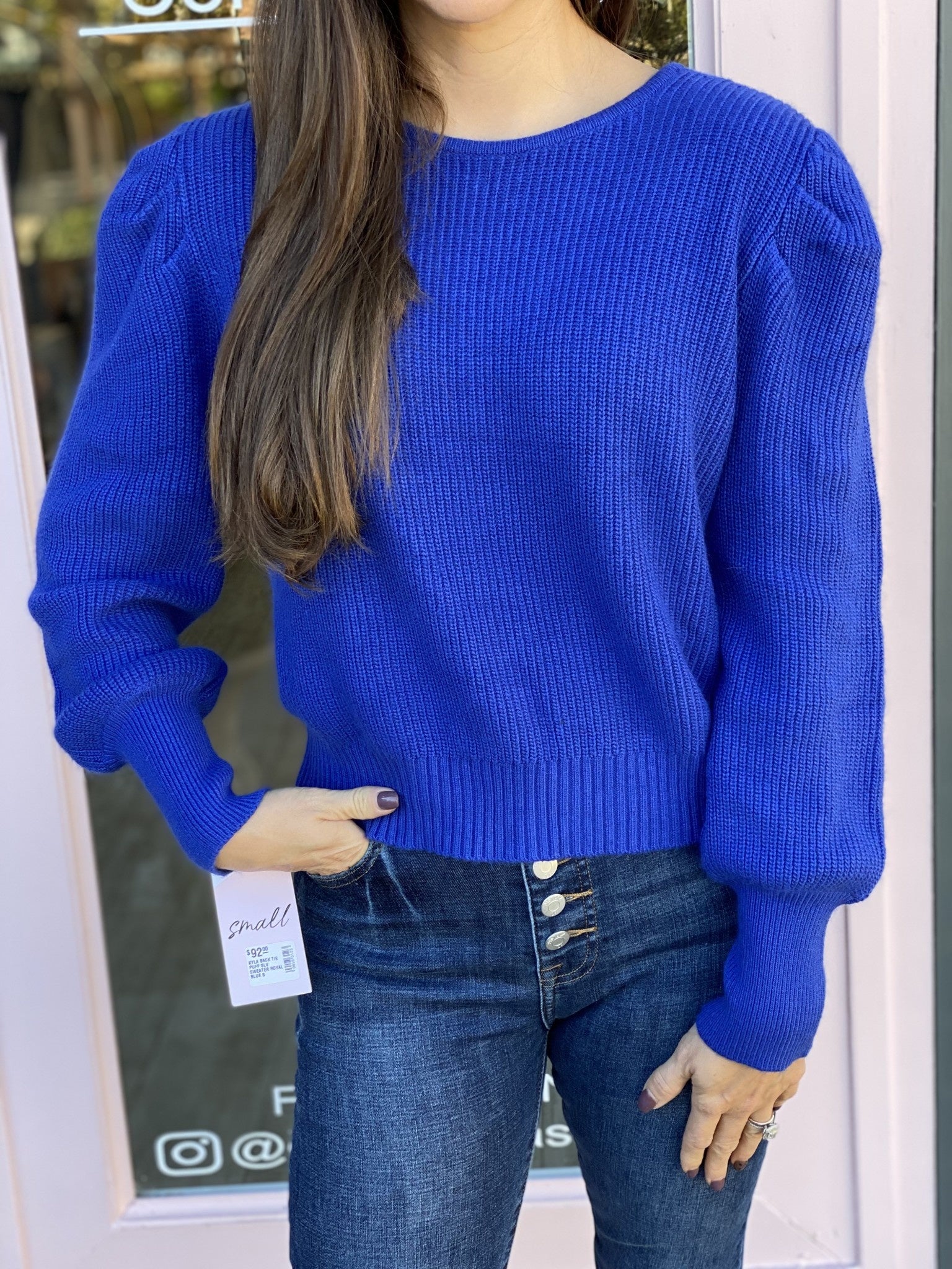 KYLA BACK TIE PUFF SLV SWEATER