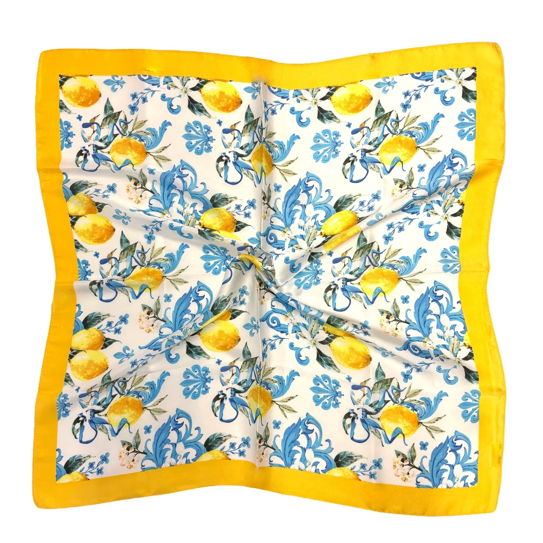 LEMON PRINT BLUE SQUARE SCARF