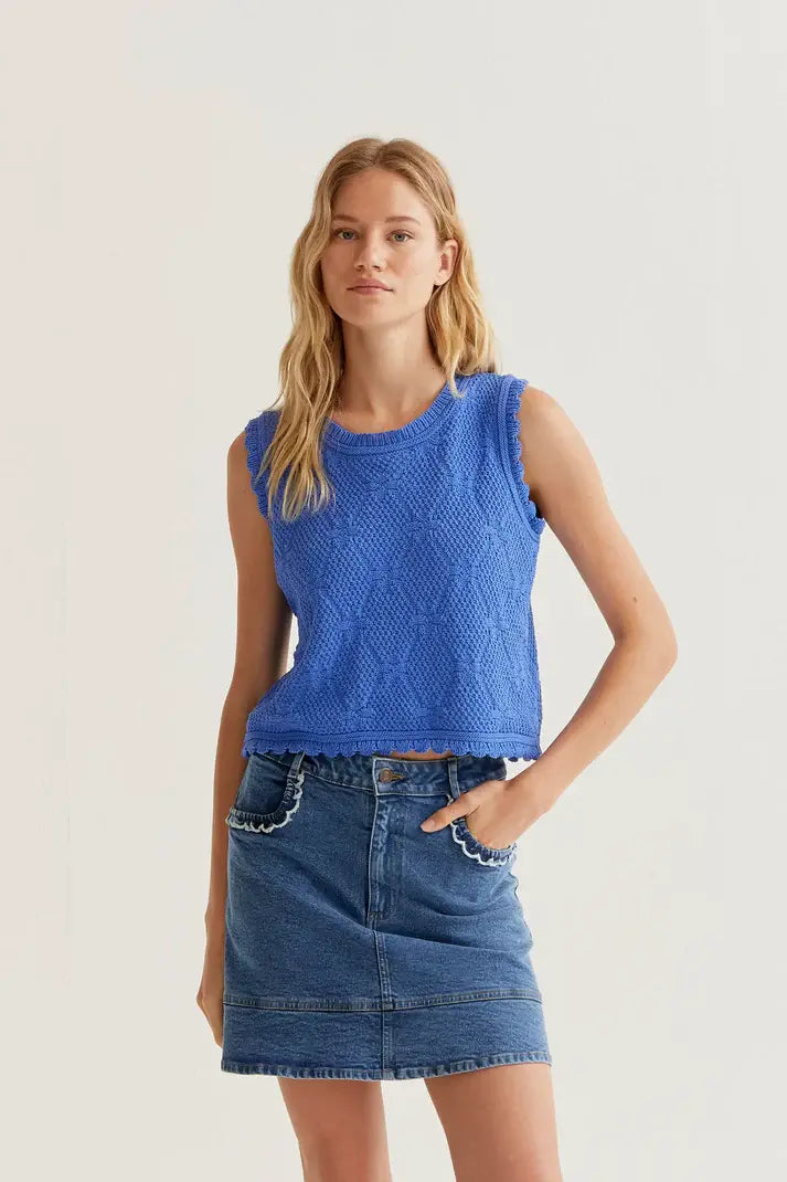 CHAIN-STITCHED EMBROIDERED TANK