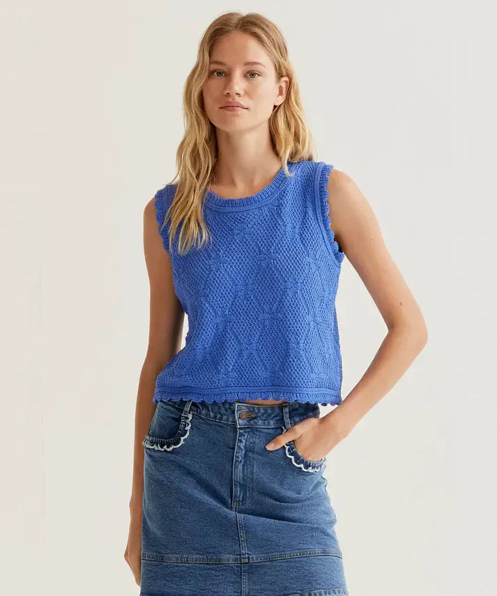 CHAIN-STITCHED EMBROIDERED TANK