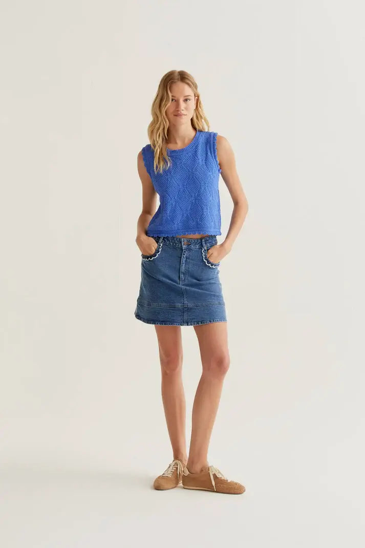 CHAIN-STITCHED EMBROIDERED TANK