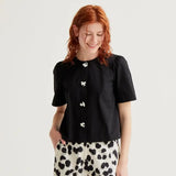 SSLV HEART BUTTON DOWN BLOUSE