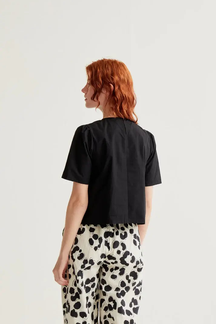 SSLV HEART BUTTON DOWN BLOUSE