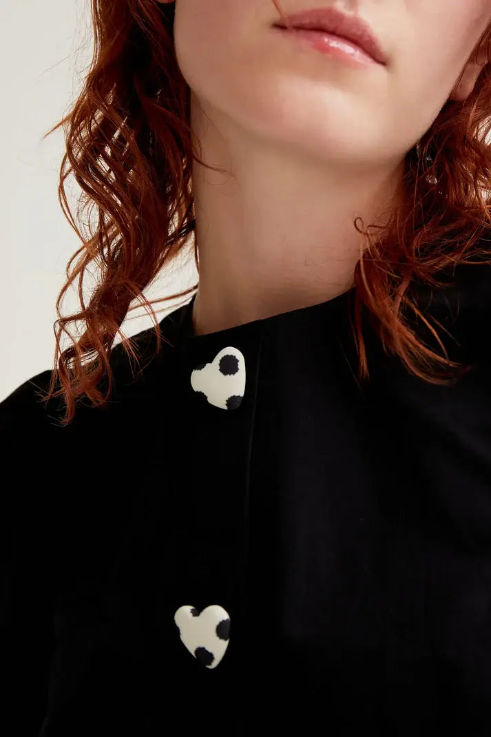 SSLV HEART BUTTON DOWN BLOUSE