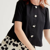 SSLV HEART BUTTON DOWN BLOUSE