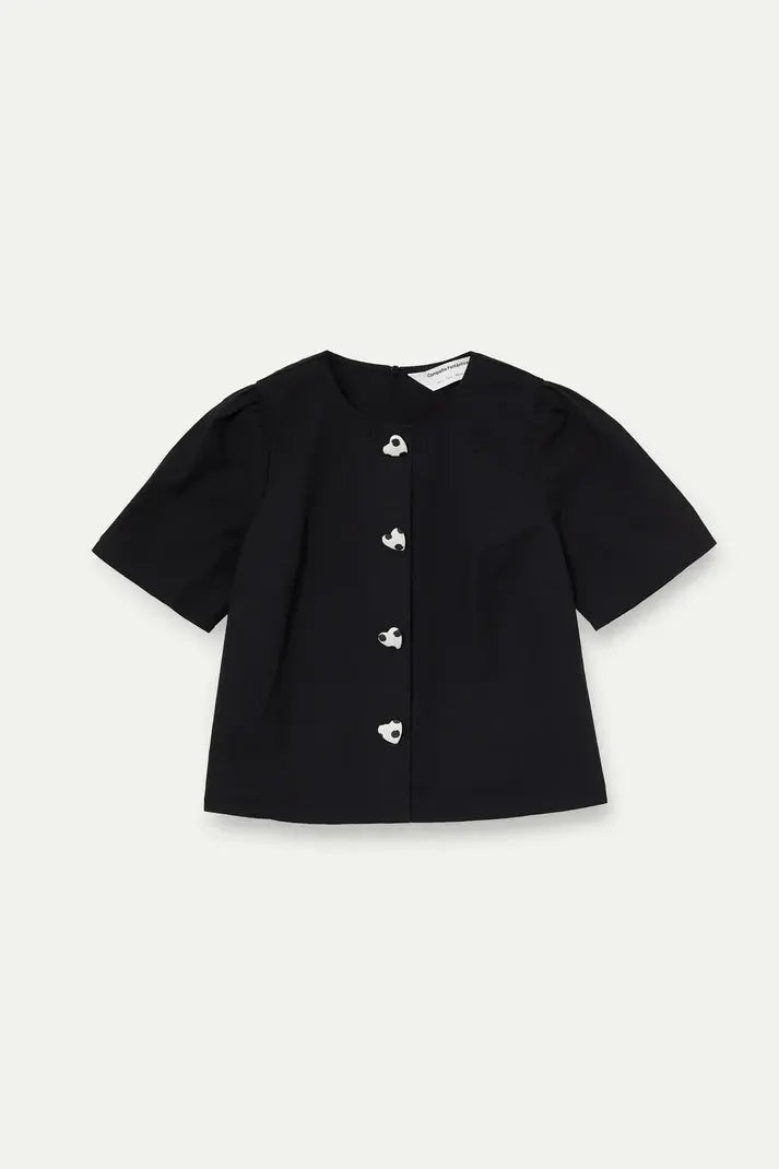 SSLV HEART BUTTON DOWN BLOUSE