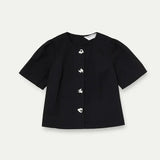 SSLV HEART BUTTON DOWN BLOUSE