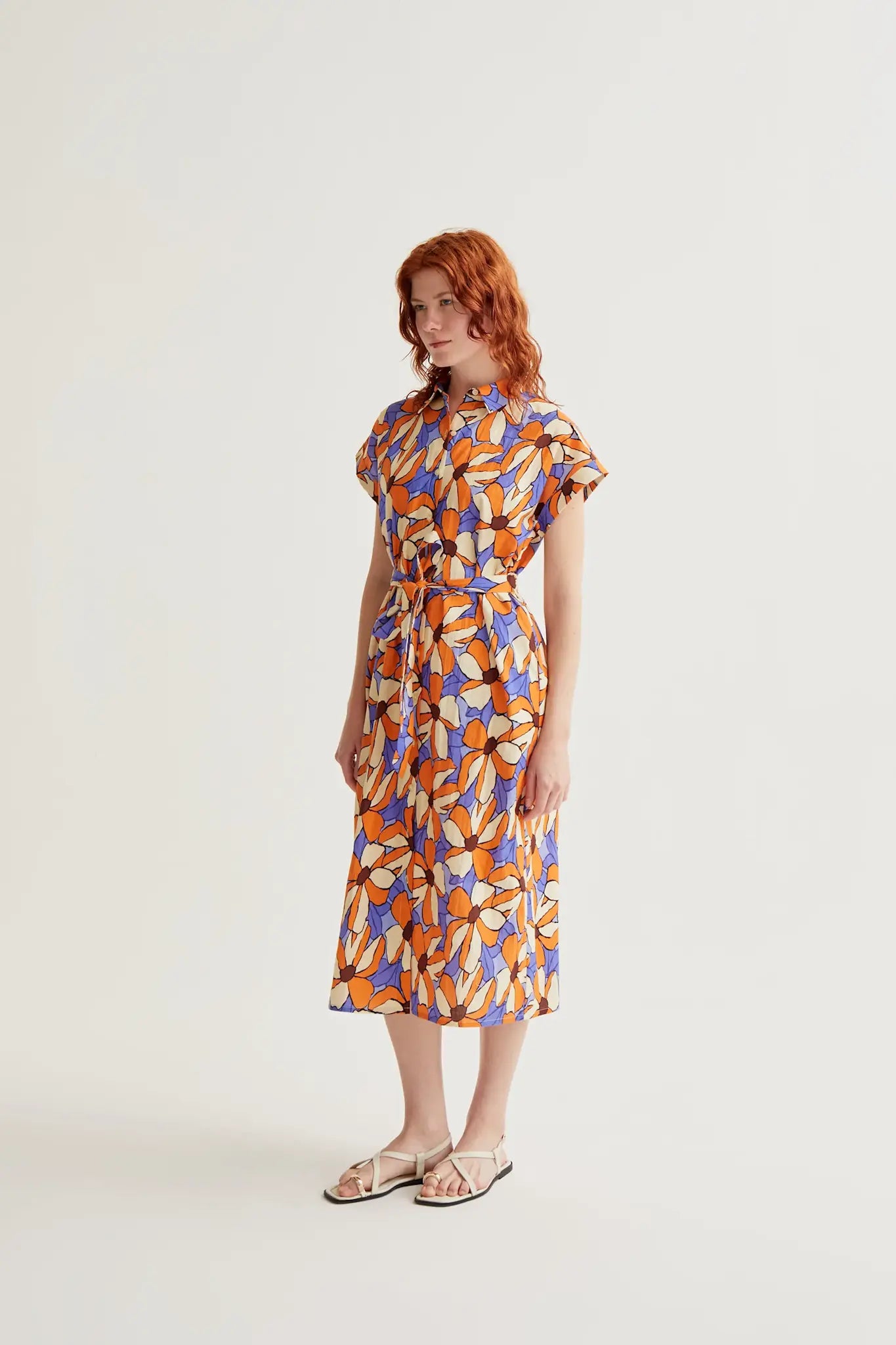 SSLV MERIGOLD PRINT MIDI DRESS