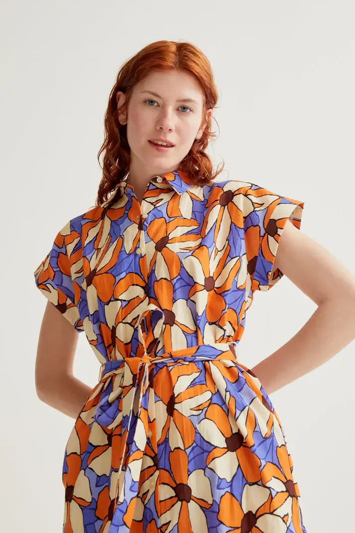 SSLV MERIGOLD PRINT MIDI DRESS