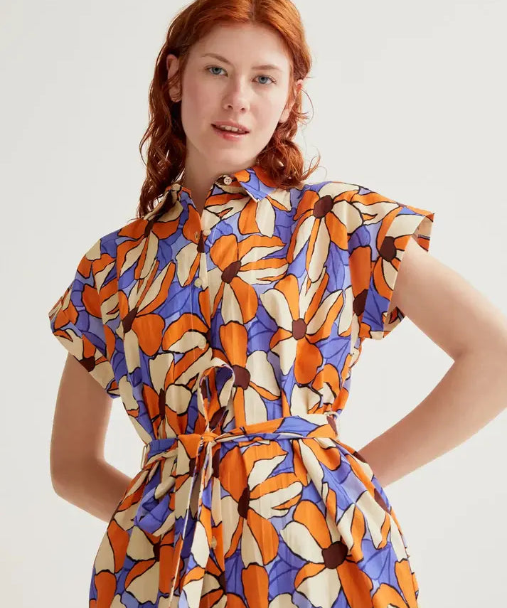 SSLV MERIGOLD PRINT MIDI DRESS