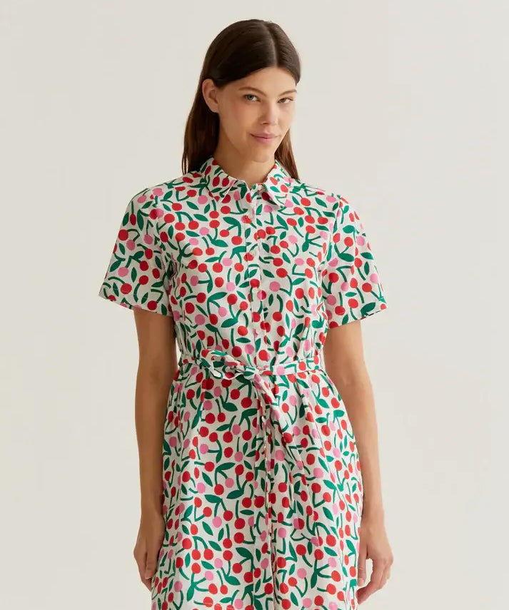 SSLV CHERRY PRINT MINI DRESS