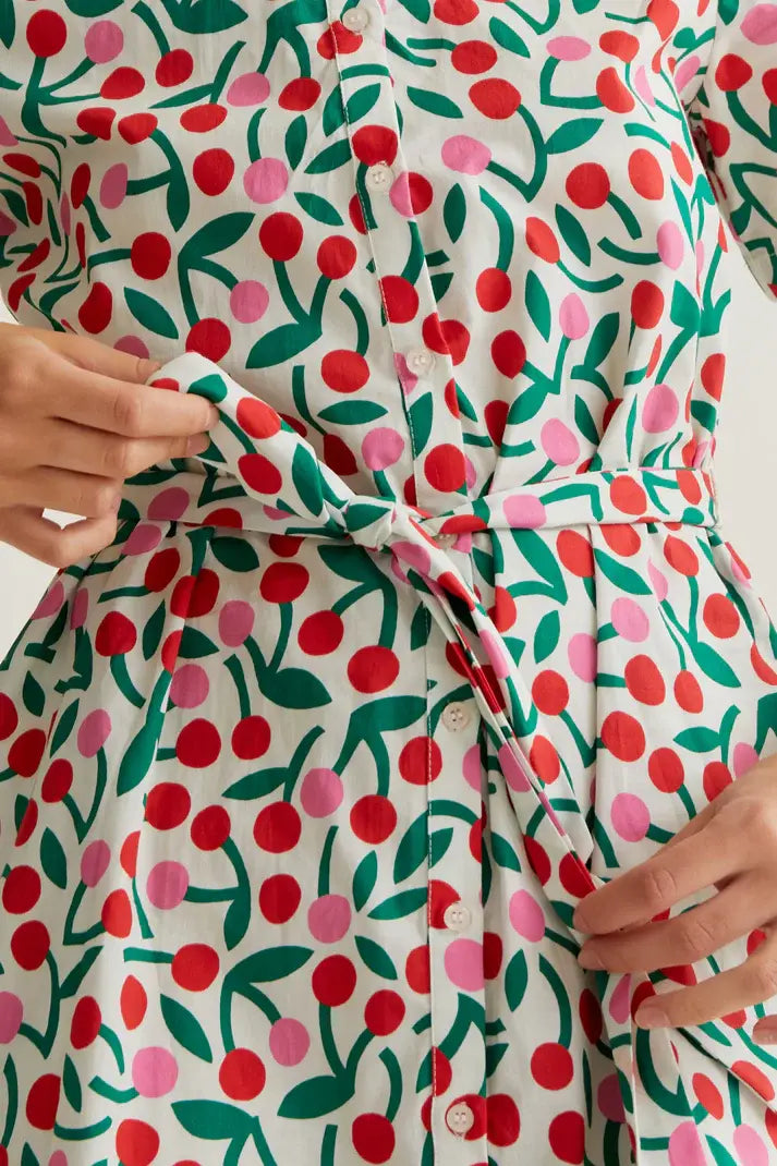 SSLV CHERRY PRINT MINI DRESS