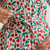 SSLV CHERRY PRINT MINI DRESS