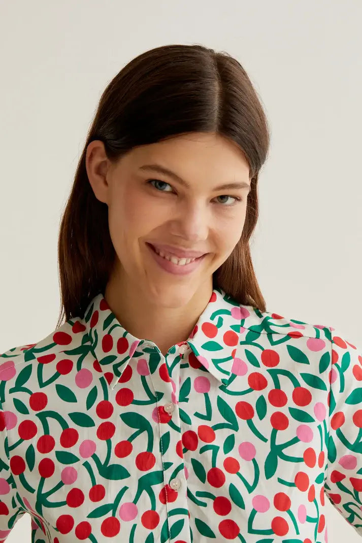 SSLV CHERRY PRINT MINI DRESS