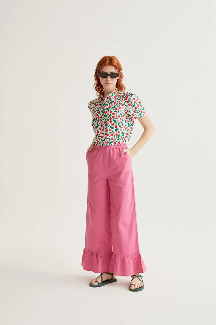 SSLV CHERRY PRINT BUTTON UP