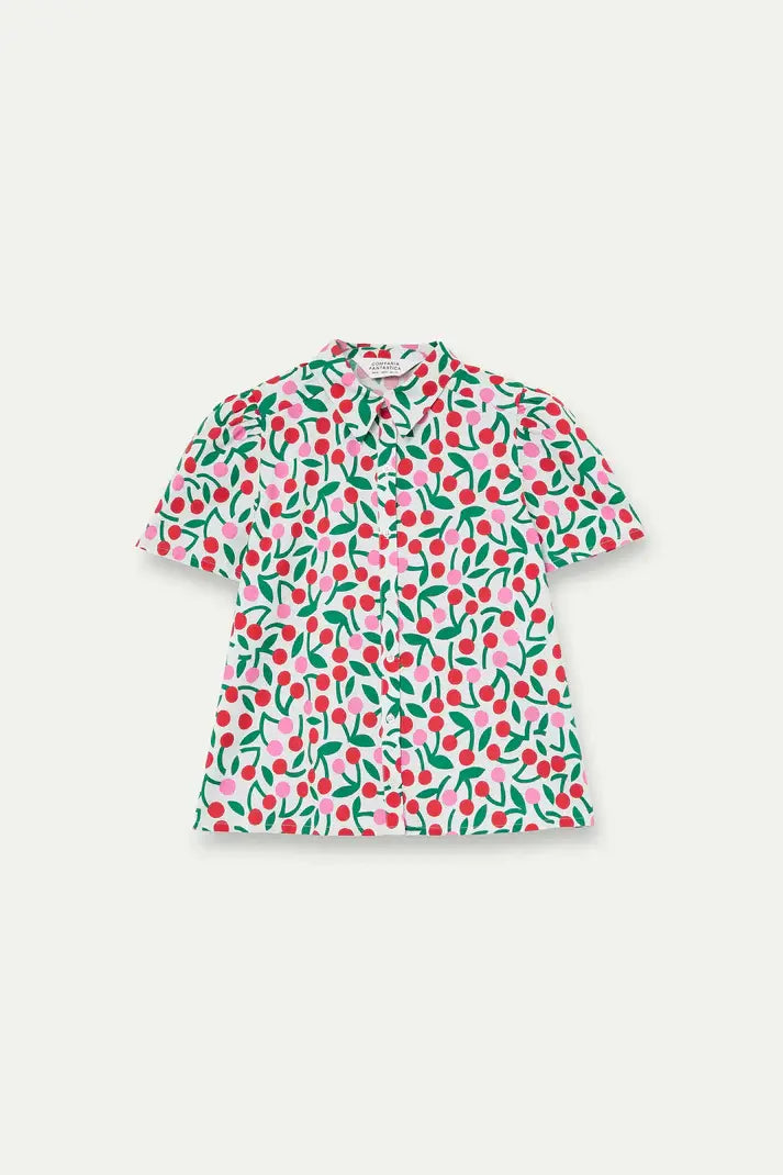SSLV CHERRY PRINT BUTTON UP
