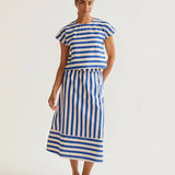 STRIPED ALINE MIDI SKIRT