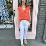 PLEATED TRIM SSLV BUTTON FRONT PLEATED (last one)BLOUSE