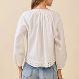 SILVER STUD LSLV BLOUSE