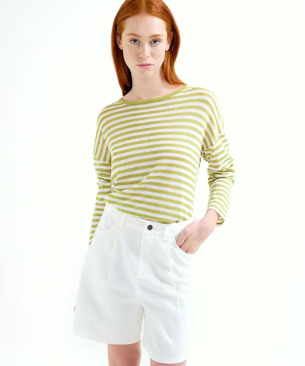 LSLV KNIT STRIPED TOP
