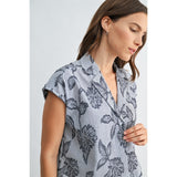 WIDE SHOULDER LAPEL PRINT TOP