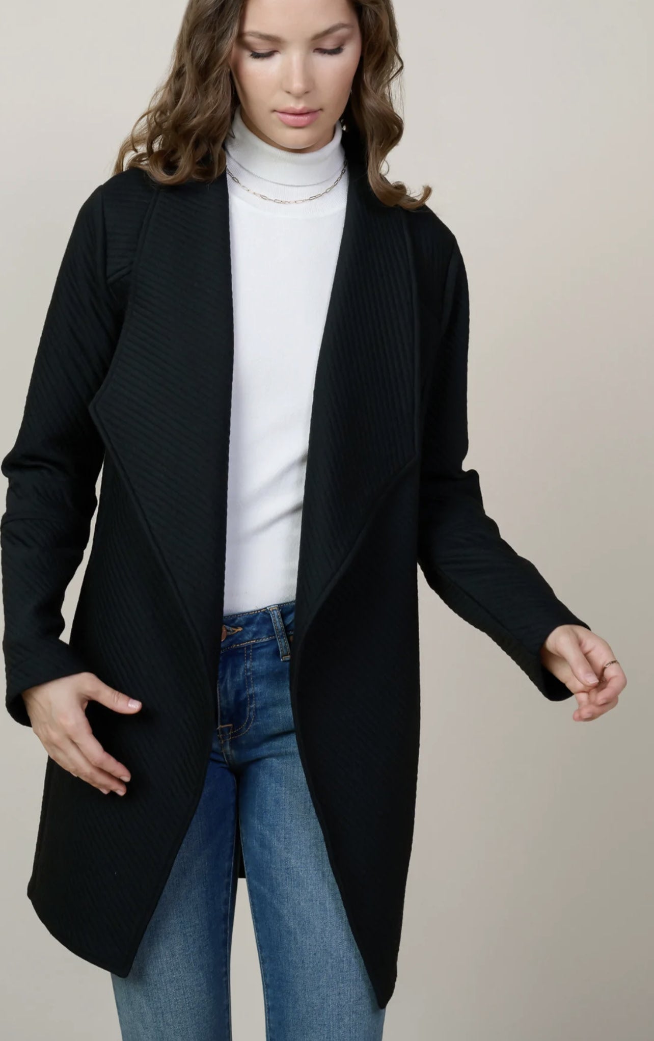 OPEN FRONT KNIT CARDIGAN