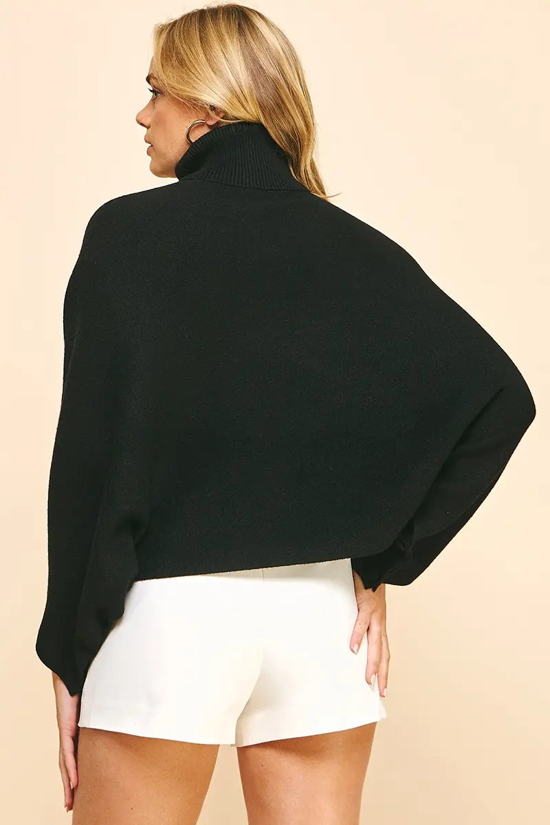TURTLE NECK RAGLAN SLEEVE SWEATER