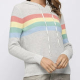 WAFFLE KNIT STRIPED HOODIE