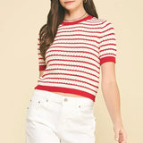 RED CROCHET SWEATER TOP
