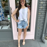 KELIS WIDE STRIPED SLVLESS LINEN TOP