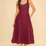 A-LINE POPLIN MIDI DRESS