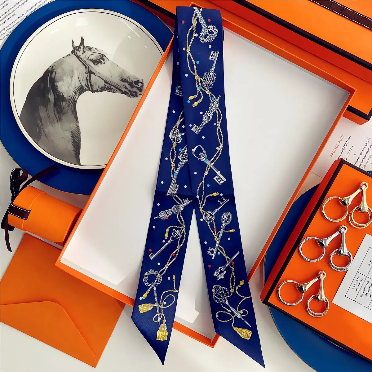 KEY TWILLY SCARF AND BOX BLUE