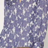 SPLIT NECK TOP WITH RUFFLE SHOULDER
