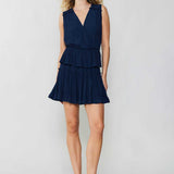 SLVLESS SURPLICE TIERED MINI DRESS W/ RUFFLE