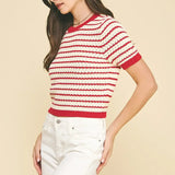 RED CROCHET SWEATER TOP