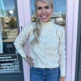 KNIT SWEATER W/ PEARL BUTTON DETAIL