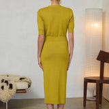 RIBBED KNIT SSLV MIDI